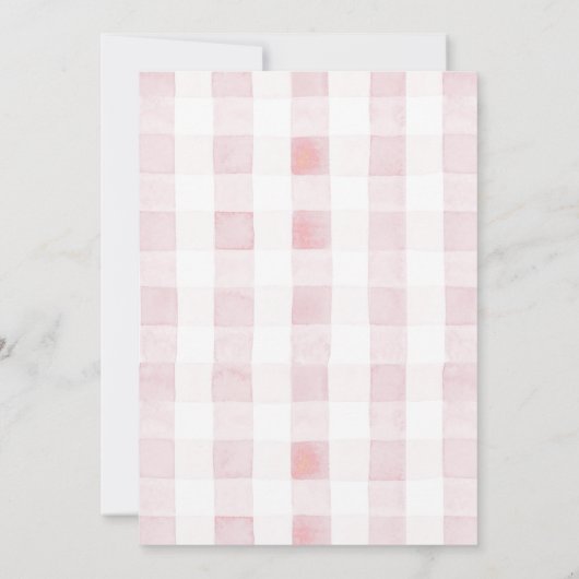 コケットピンクの弓リボンフレームガールベビーシャワー 招待状 (裏面)