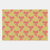 コケットピンクの手描き弓パターン ラッピングペーパーシート (正面3)