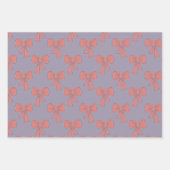 コケットピンクの手描き弓パターン ラッピングペーパーシート (正面2)