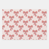 コケットピンクの手描き弓パターン ラッピングペーパーシート (正面)