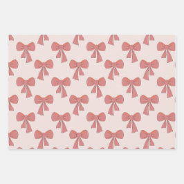 コケットピンクの手描き弓パターン ラッピングペーパーシート