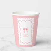 コケットピンクウォーターカラーボウ1st誕生日 紙コップ (裏面)