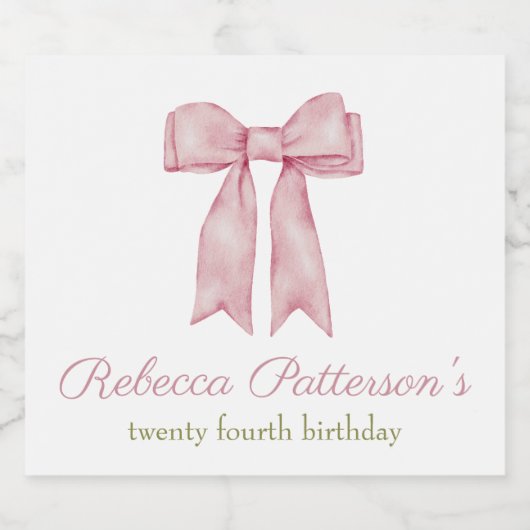 コケットピンクウォーターカラーボーフェミニンデイパーティー スパークリングワインラベル (シングルラベル)