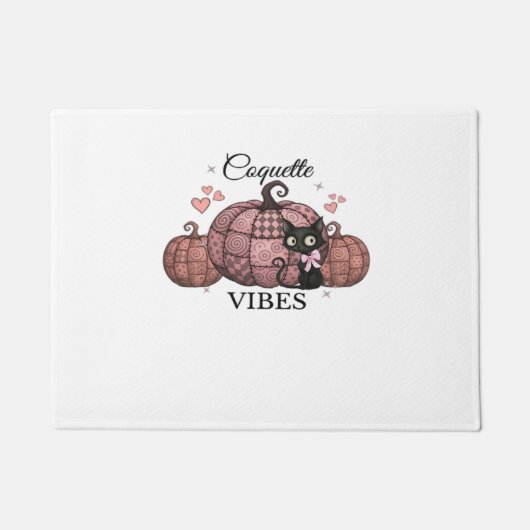 コケットピンクカボチャクラシック猫Tシャツ ドアマット (正面)