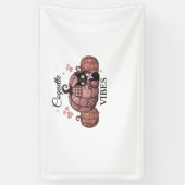 コケットピンクカボチャクラシック猫Tシャツ 横断幕 (縦)