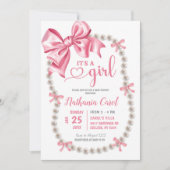 コケットピンクガールベビーシャワー招待状 招待状 (正面)