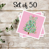 コケットピンククリスマスツリーカクテルナプキンス スタンダードカクテルナプキン