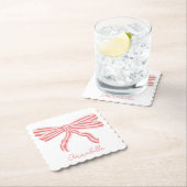 コケットピンクストライプのボウ ペーパーコースター (インサイチュ)