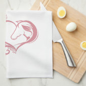 コケットピンクハートホースガールフェミニンエレガント キッチンタオル (四つ折り)