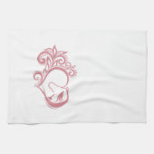 コケットピンクハートホースガールフェミニンエレガント キッチンタオル (横)