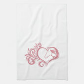 コケットピンクハートホースガールフェミニンエレガント キッチンタオル (縦)