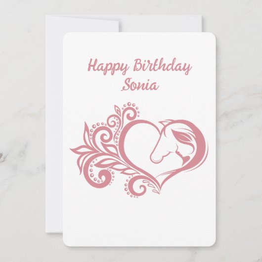 コケットピンクハートホースガールフェミニンエレガント シーズンカード (正面)