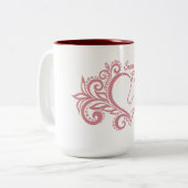 コケットピンクハートホースガールフェミニンエレガント ツートーンマグカップ (正面左)