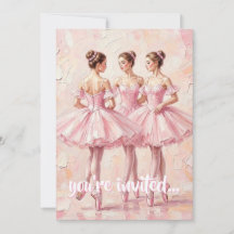 コケットピンクバレリーナ誕生日招待状
