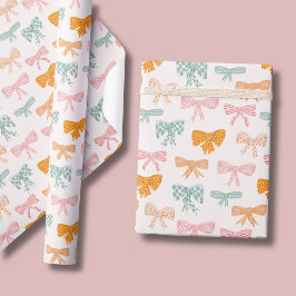 コケットピンクパステル弓 ラッピングペーパー