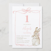 コケットピンクピーターザラビットガール1st誕生日 招待状 (正面)
