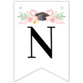 コケットピンクボウおめでとう |卒業 バンティングフラッグ (第3の旗)