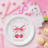 コケットピンクボウさくらんぼバチェロレッテ ペーパープレート (パーティー)