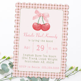 コケットピンクボウさくらんぼ美学ブライダルシャワー 招待状