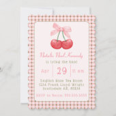 コケットピンクボウさくらんぼ美学ブライダルシャワー 招待状 (正面)