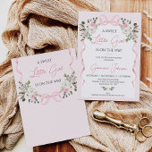 コケットピンクボウアーチウィンターフローラベビーシャワー 招待状