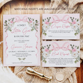 コケットピンクボウアーチウィンターフローラベビーシャワー 招待状