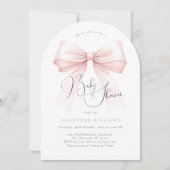 コケットピンクボウアーチベイビーシャワー招待状 招待状 (正面)