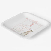 コケットピンクボウウサギのピーター1歳の誕生日 ペーパープレート (傾斜あり)