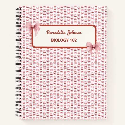 コケットピンクボウカスタマイズ可能新学期 ノートブック (正面)