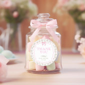 コケットピンクボウガールベイビーシャワーありがとう ラウンドシール