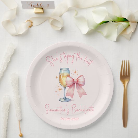 コケットピンクボウバチェロレッテ ペーパープレート (ウェディング)