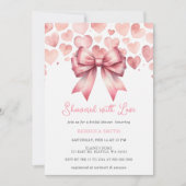 コケットピンクボウバレンティーンズデイブライダルシャワー 招待状 (正面)
