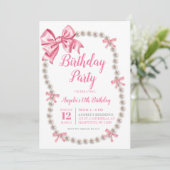 コケットピンクボウパール誕生日パーティーの招待 招待状 (スタンド正面)