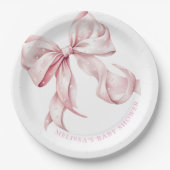 コケットピンクボウパール赤ちゃんシャワー ペーパープレート (正面)