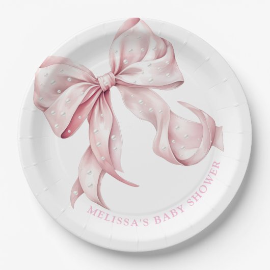 コケットピンクボウパール赤ちゃんシャワー ペーパープレート (正面)