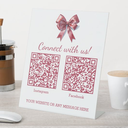 コケットピンクボウビジネス2つのQRコード 台座サイン (インサイチュ)
