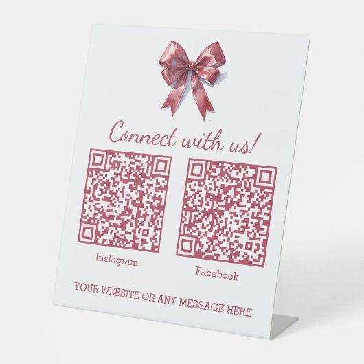 コケットピンクボウビジネス2つのQRコード 台座サイン (正面)
