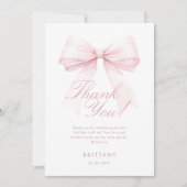 コケットピンクボウファースト誕生日サンキューカード サンキューカード (正面)