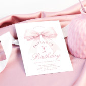 コケットピンクボウファースト誕生日招待状 招待状