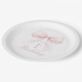 コケットピンクボウファースト誕生日 ペーパープレート (アングル)