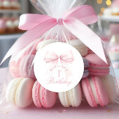 コケットピンクボウファースト誕生日 ラウンドシール