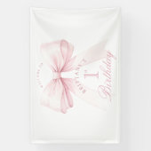 コケットピンクボウファースト誕生日 横断幕 (縦)