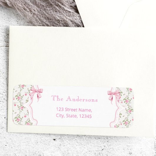 コケットピンクボウフローラガールベビーシャワーラベル ラベル