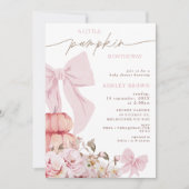 コケットピンクボウフローラベビーシャワー招待状 招待状 (正面)