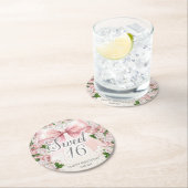 コケットピンクボウフローラヴィンテージスイーツ16 ラウンドペーパーコースター (インサイチュ)