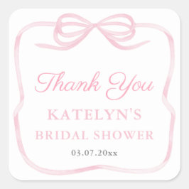 コケットピンクボウブライダルシャワーサンキュービター スクエアシール