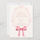 コケットピンクボウブライダルシャワー ガーリー 招待状 (正面)