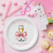コケットピンクボウブライダルシャワー ペーパープレート (パーティー)