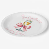 コケットピンクボウブライダルシャワー ペーパープレート (アングル)