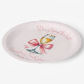 コケットピンクボウブライダルシャワー ペーパープレート (アングル)